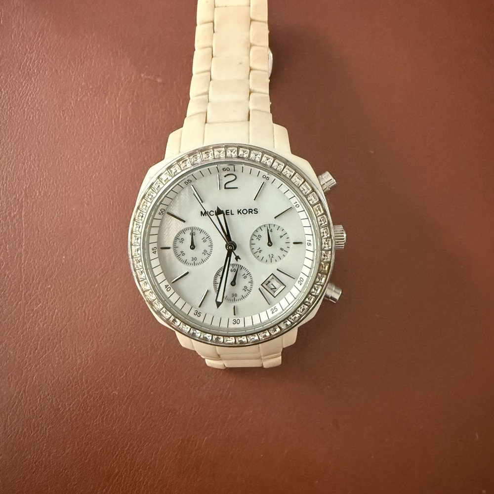 Michael Kors Ivory Watch with Crystal Details
